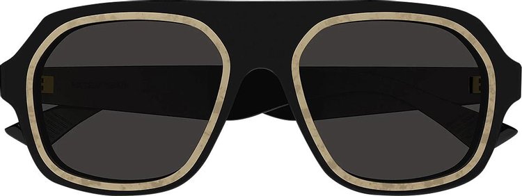 Bottega Veneta Rim Aviator Sunglasses 'Black/Grey'