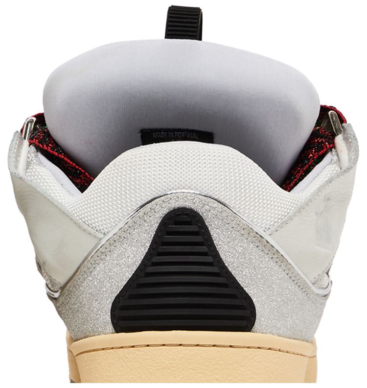 Lanvin Curb Leather and Glitter Sneakers White