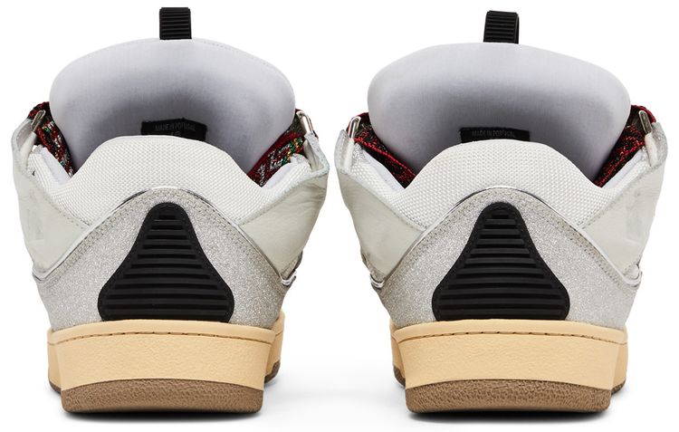 Lanvin Curb Leather and Glitter Sneakers White