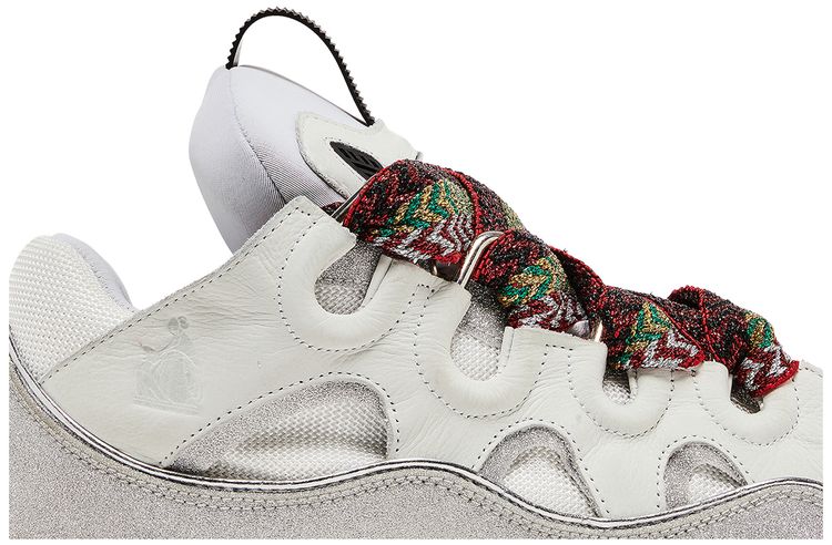 Lanvin Curb Leather and Glitter Sneakers White