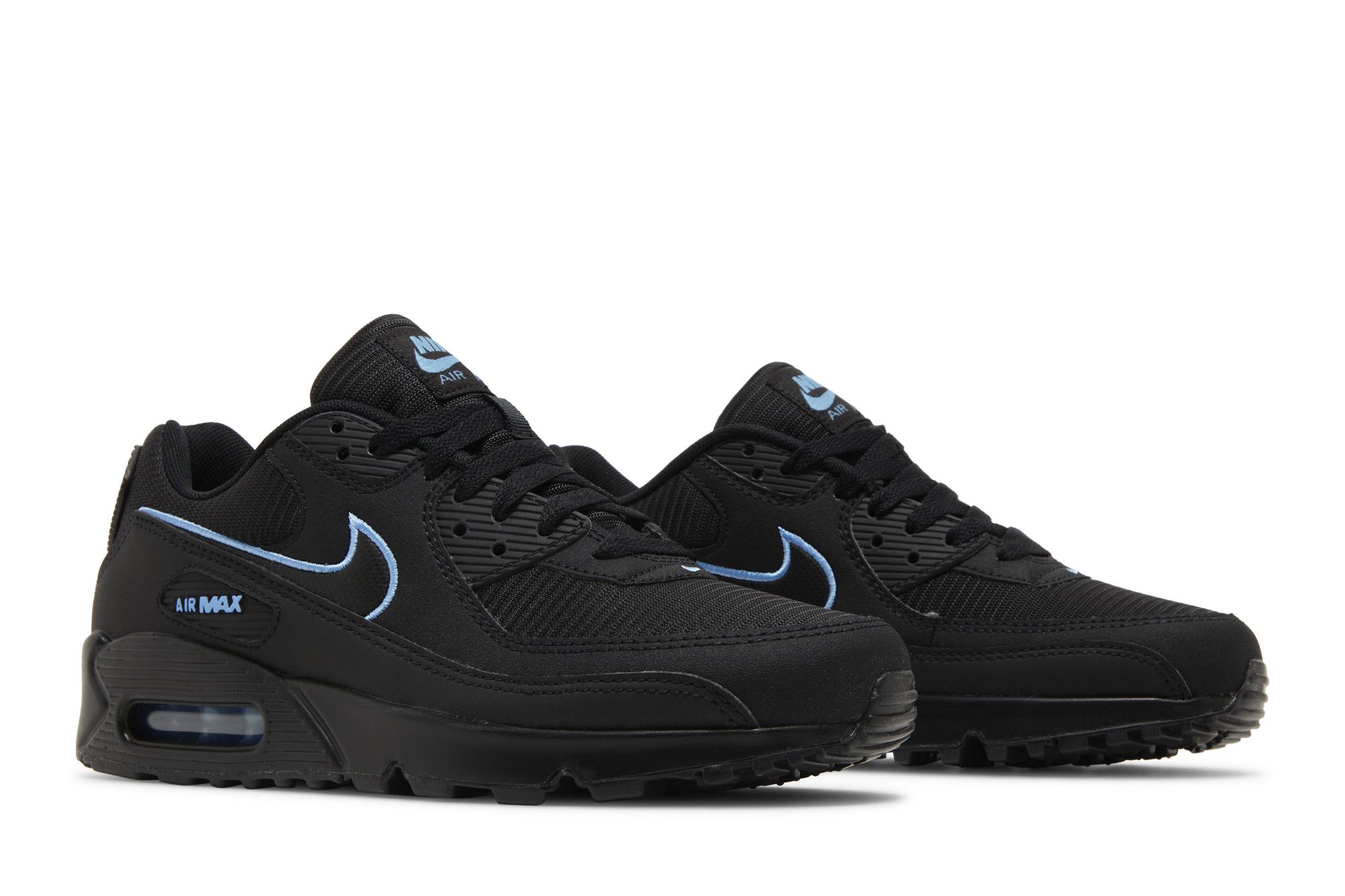 Nike air max 90 black with blue stitching discount