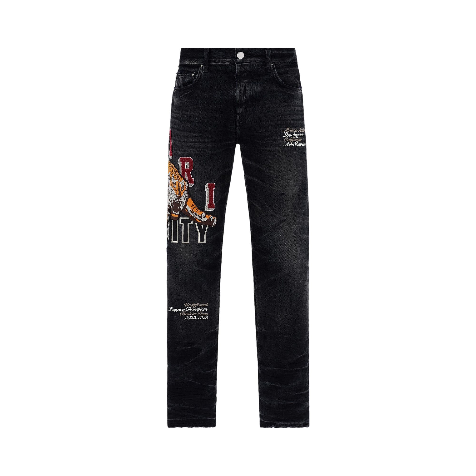 Buy Amiri Amiri Varsity Tiger Straight Jean Faded Black