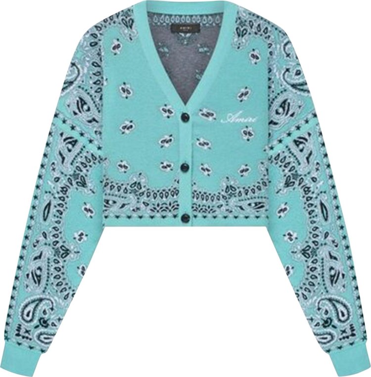 Amiri Bandana Cardigan Teal