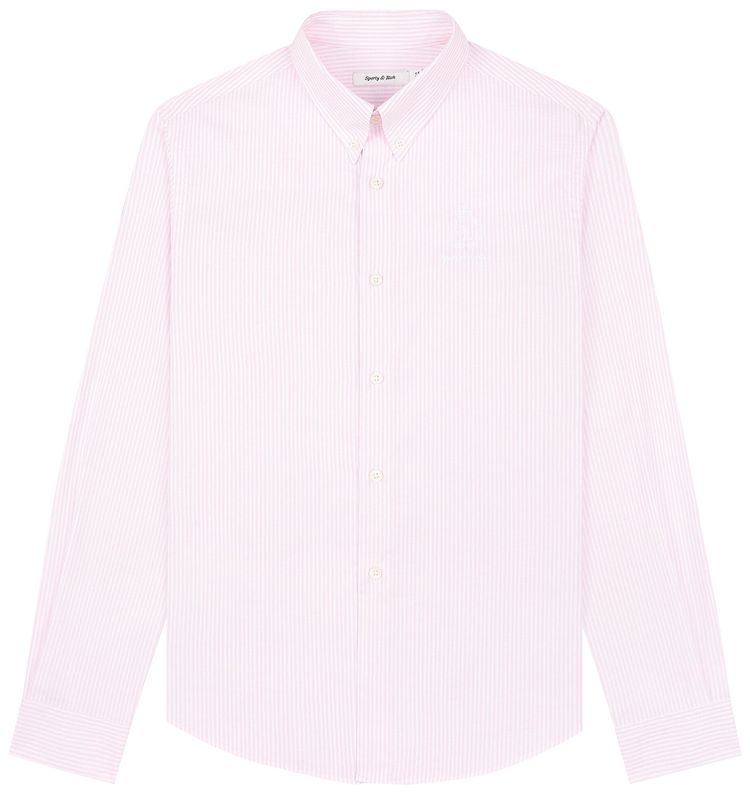 Sporty  Rich Crown Logo Button Down Shirt RoseWhite