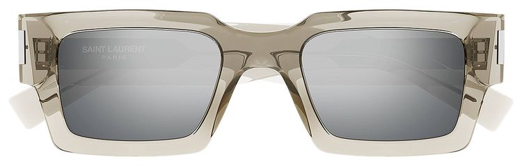 Saint Laurent Geometric Frame Sunglasses Beige