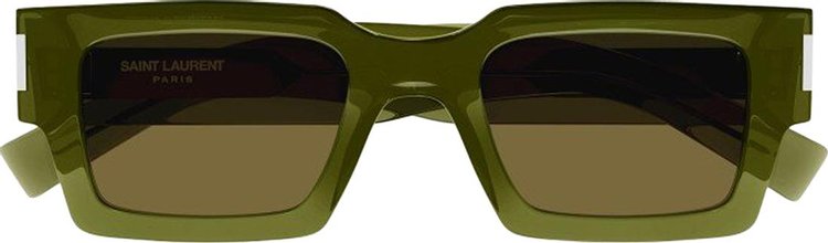 Saint Laurent Rectangular Frame Sunglasses 'Green'