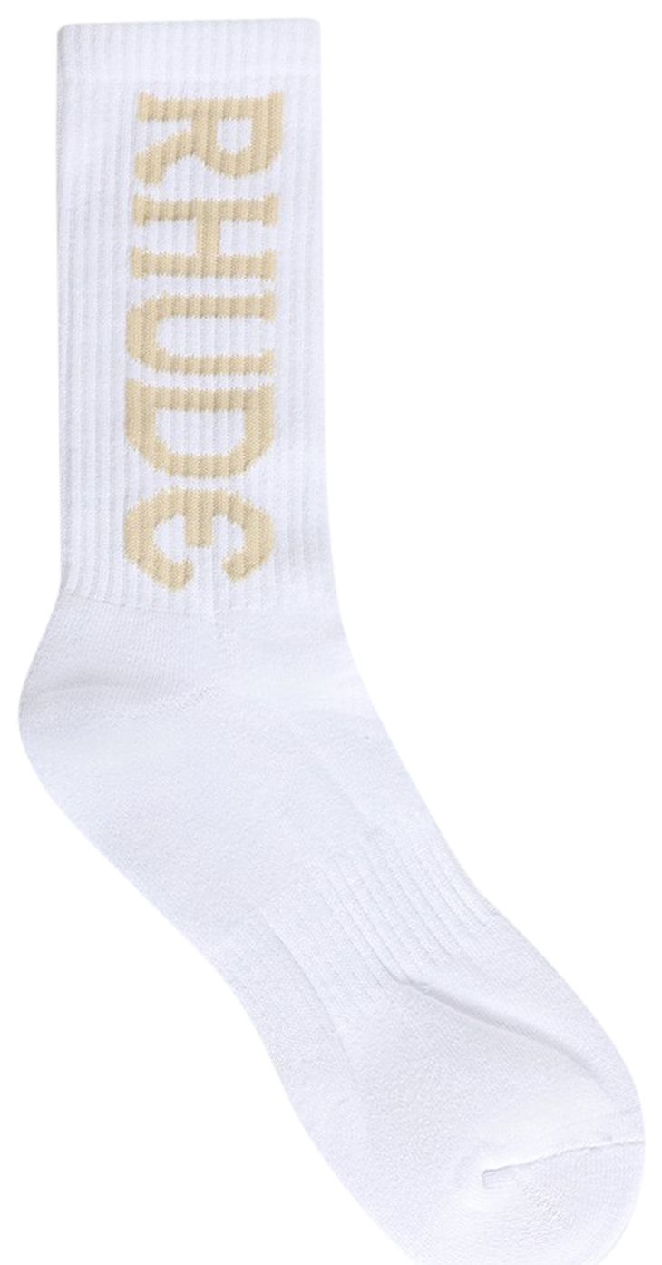 Rhude Verticle Logo Sock WhiteTan