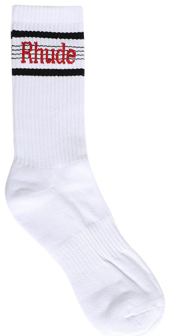 Rhude Speed Stripe Sock WhiteBlackRed