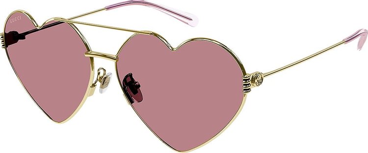 Gucci Heart Frame Sunglasses Gold