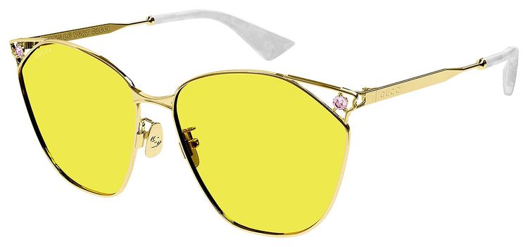 Gucci Cat Eye Frame Sunglasses Gold