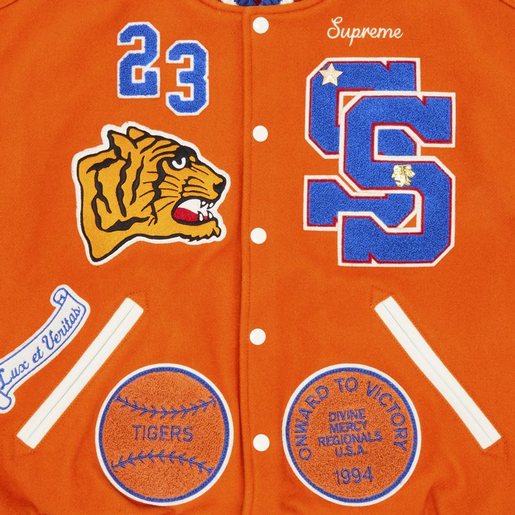 Supreme Tiger Varsity Jacket Orange