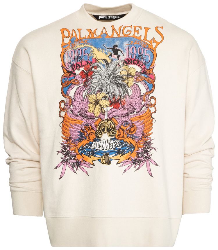 Palm Angels Palm Concert Print Crewneck ButterMulticolor