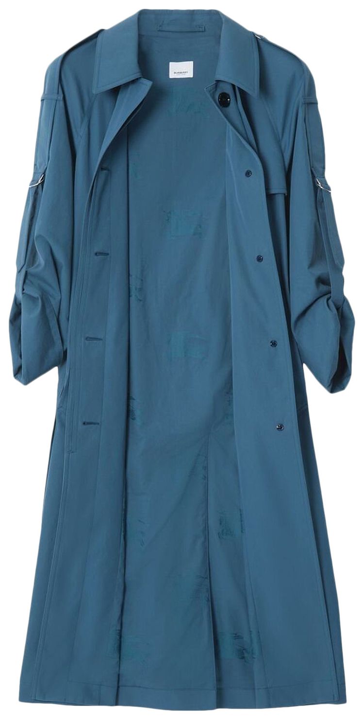 Burberry Whitmore Long Trench Coat Muted Navy