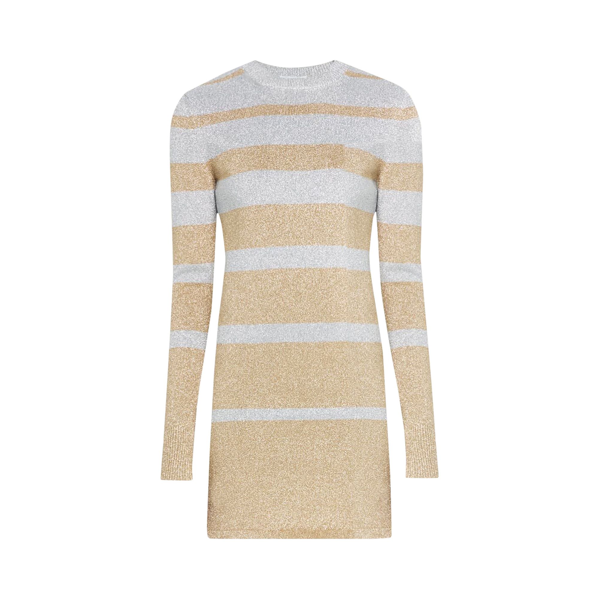 Buy Paco Rabanne Lurex Striped Dress Gold Silver