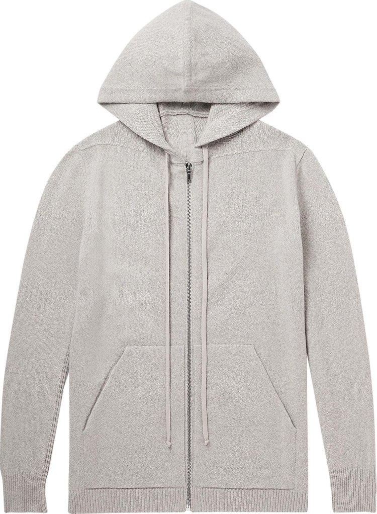 Rick Owens Recycled Cashmere Zipped Hoodie Pearl