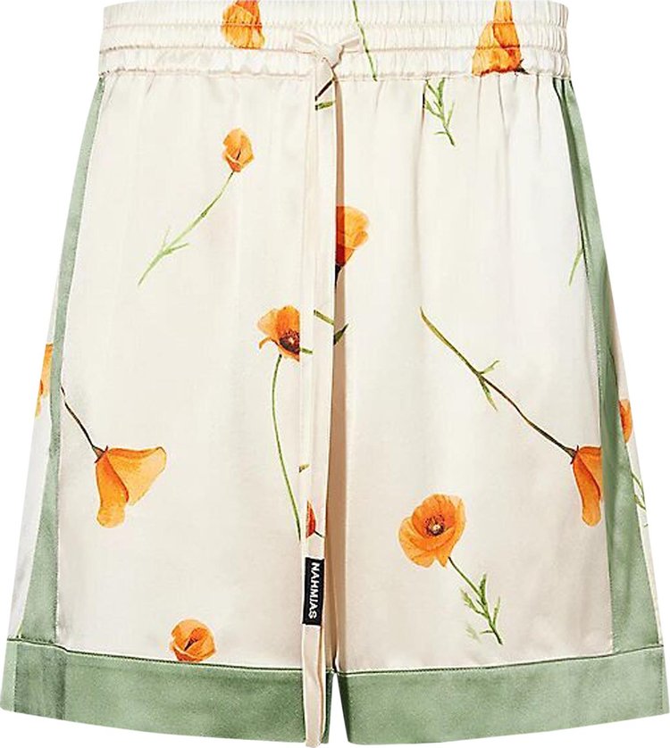 Nahmias Colorblock Poppy Silk Shorts 'Poppy/Ivory'