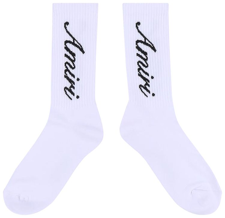 Amiri Script Tube Sock WhiteBlack