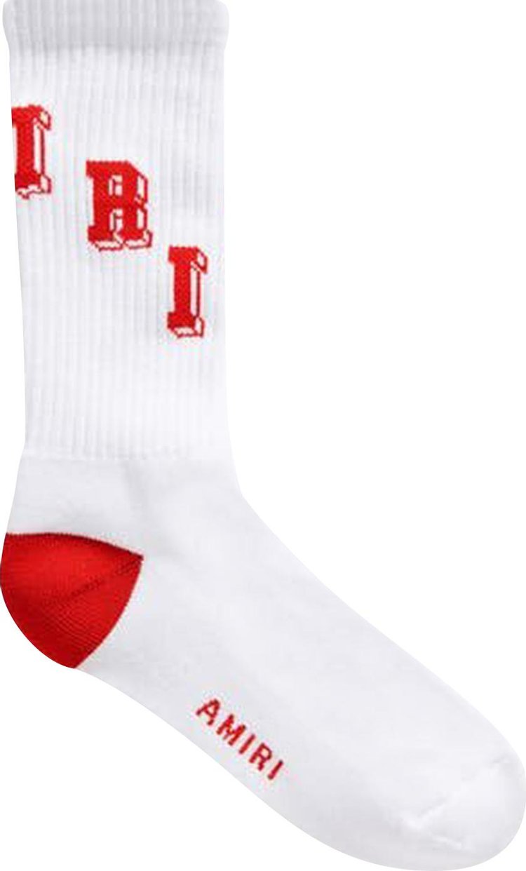 Amiri Collegiate Tube Sock 'White/Red'