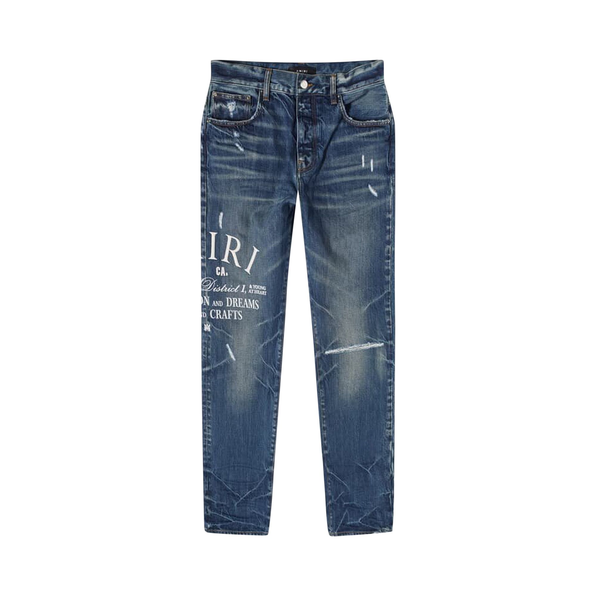 Buy Amiri Arts District Embroidered Jeans 'River Indigo