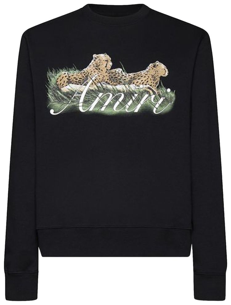 Amiri Cheetah Logo Crew Black