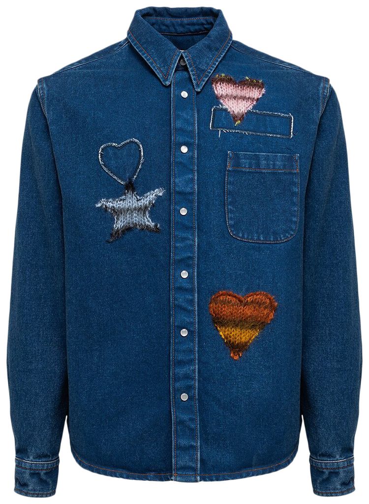 Marni Coated Denim Shirt Ocean
