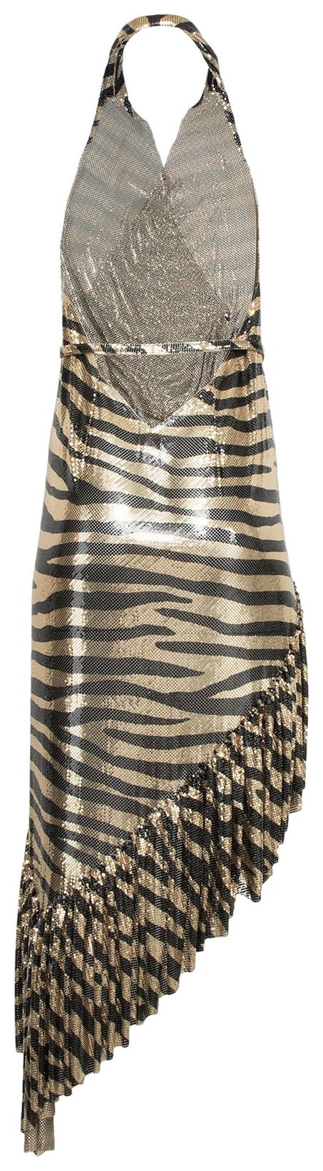 Rabanne Halter Asymetrical Dress Light Gold Tiger