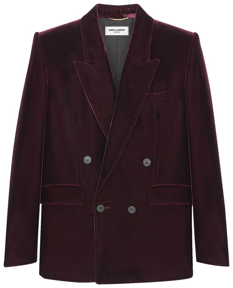 Saint Laurent Double Breasted Buttoned Jacket Bordeaux
