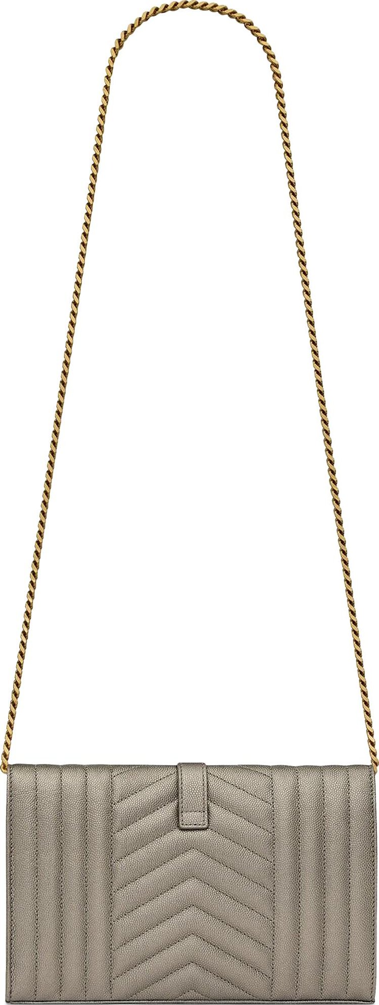 Saint Laurent Envelope Chain Wallet Brun Metallise