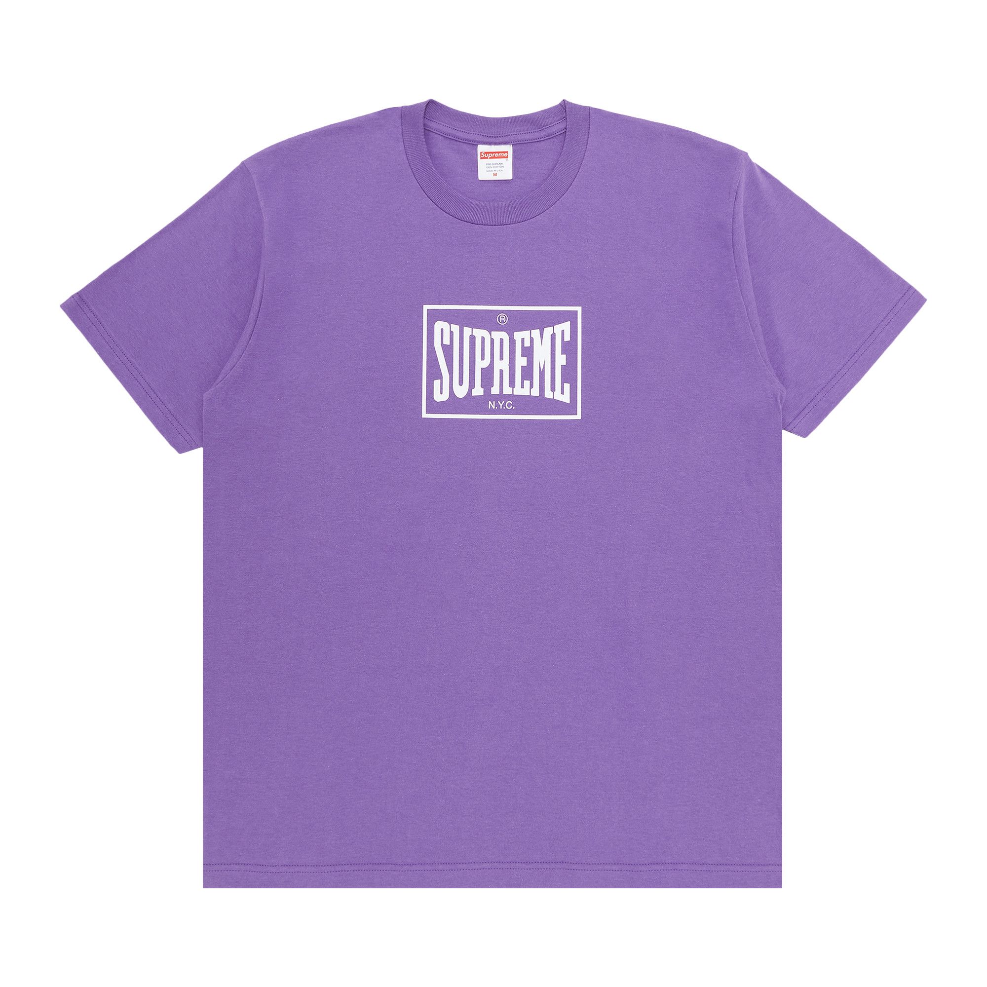 Supreme purple box logo tee white sales