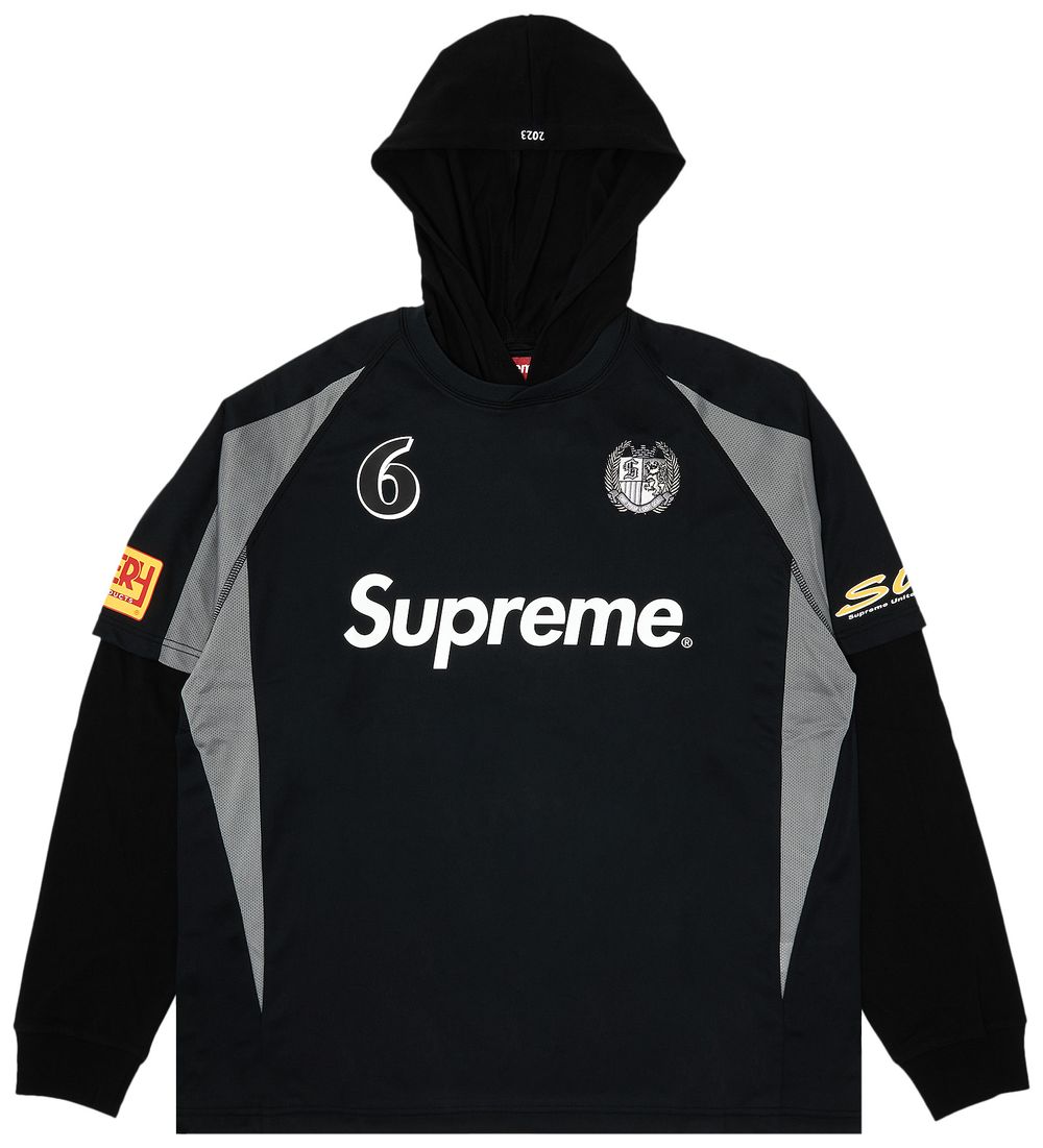 Buy Supreme Hooded Soccer Jersey 'Black' - FW23KN37 BLACK | GOAT