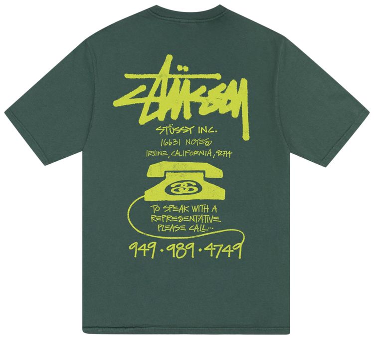 Stussy Old Phone Tee Forest Green