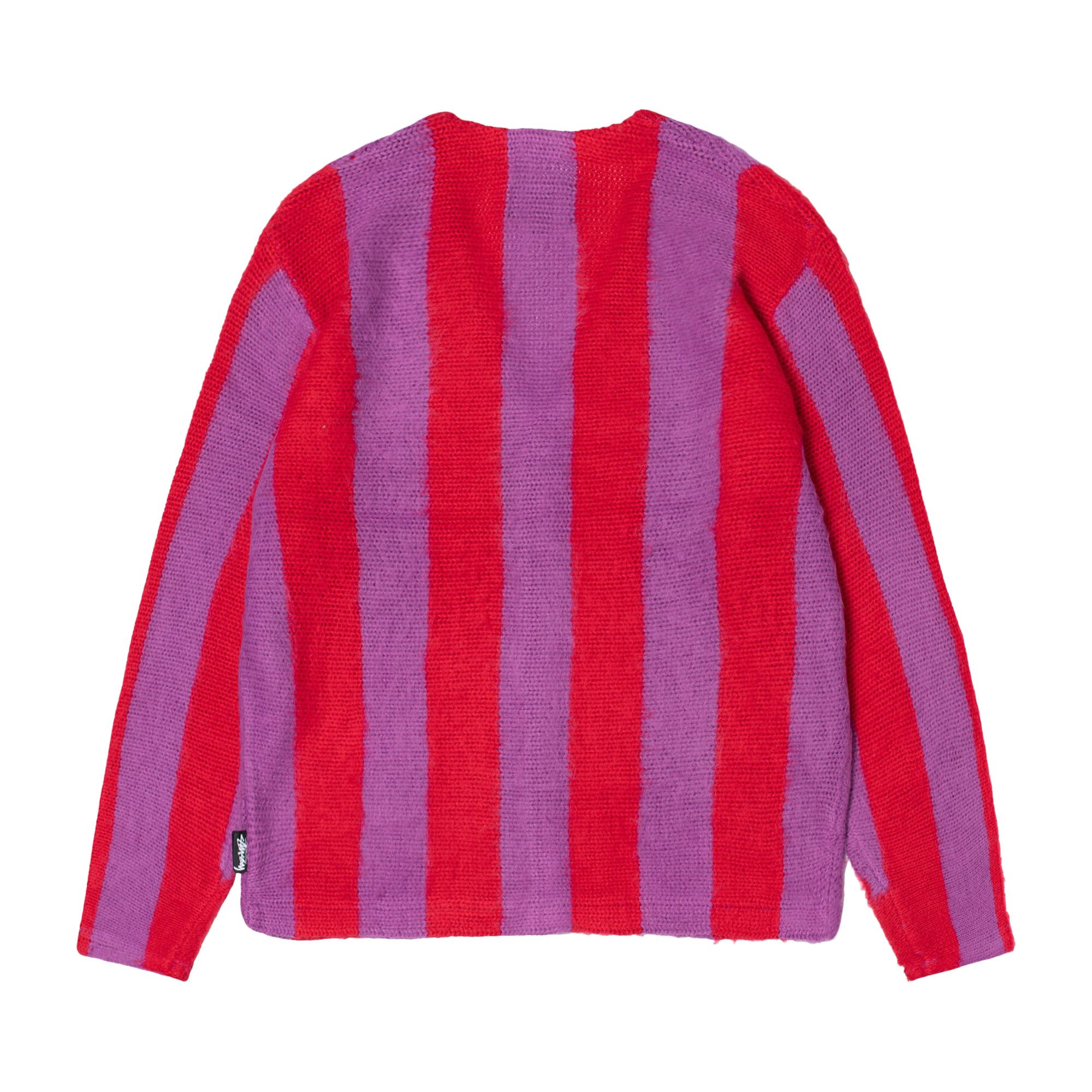Buy Stussy Stripe Brushed Cardigan 'Purple' - 117186 PURP | GOAT