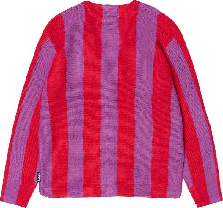 Stussy Stripe Brushed Cardigan Purple