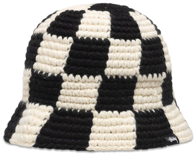 Stussy Bucket Hat Checker Knit Black