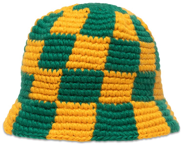 Stussy Bucket Hat Checker Knit Evergreen