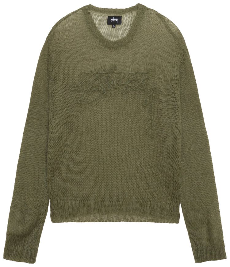 Stussy Loose Knit Logo Sweater Cypress