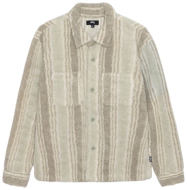 Stussy Striped Sherpa Shirt Natural
