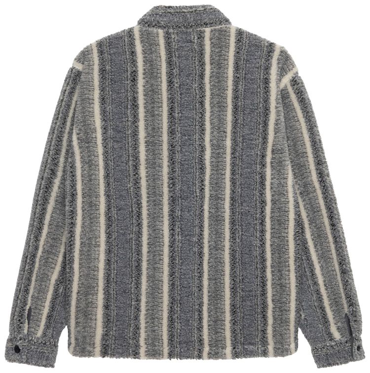 Stussy Striped Sherpa Shirt Charcoal