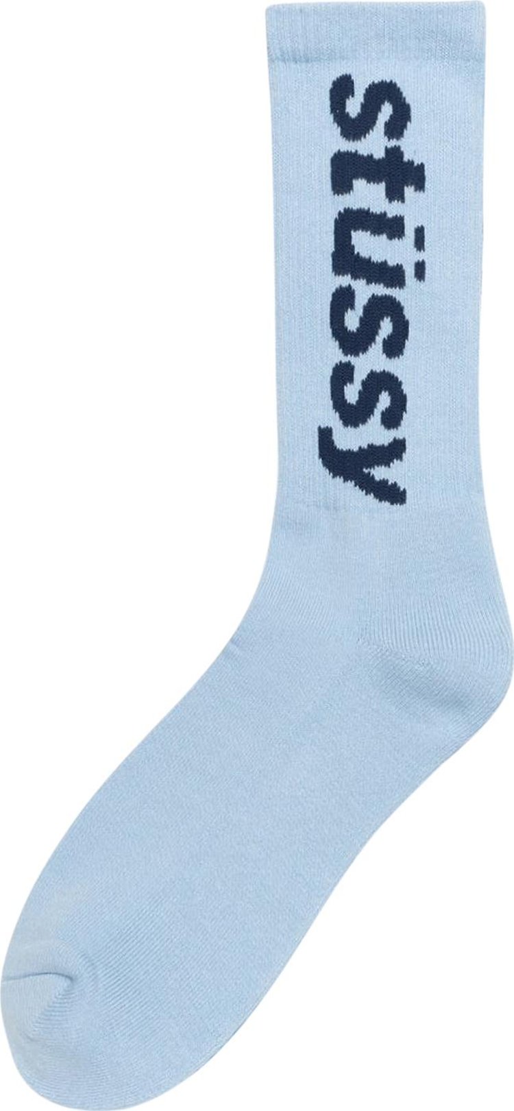 Buy Stussy Helvetica Crew Socks 'Sky Blue/Navy' - 138845 SKY | GOAT