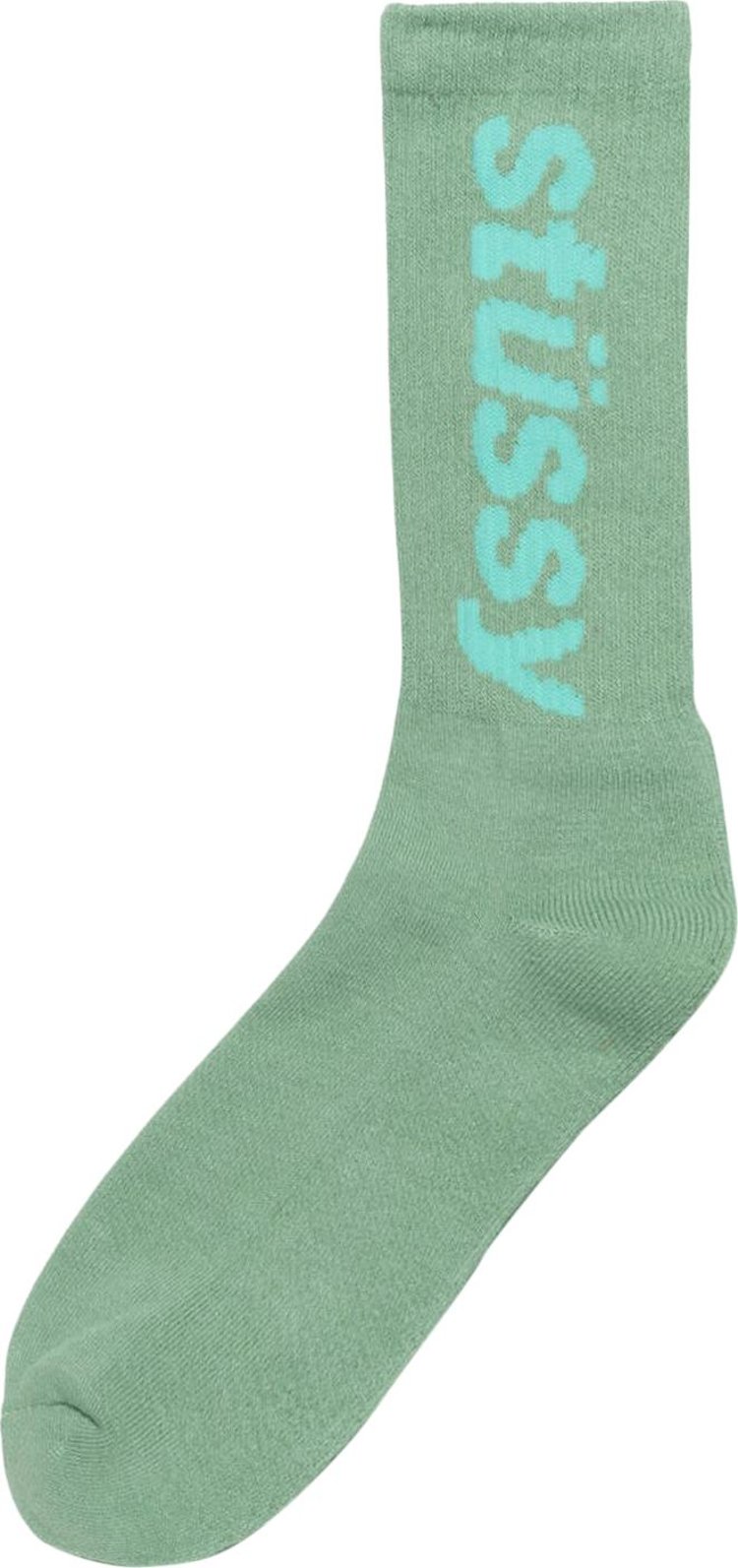 Stussy Helvetica Crew Socks 'Pistachio/Aqua'