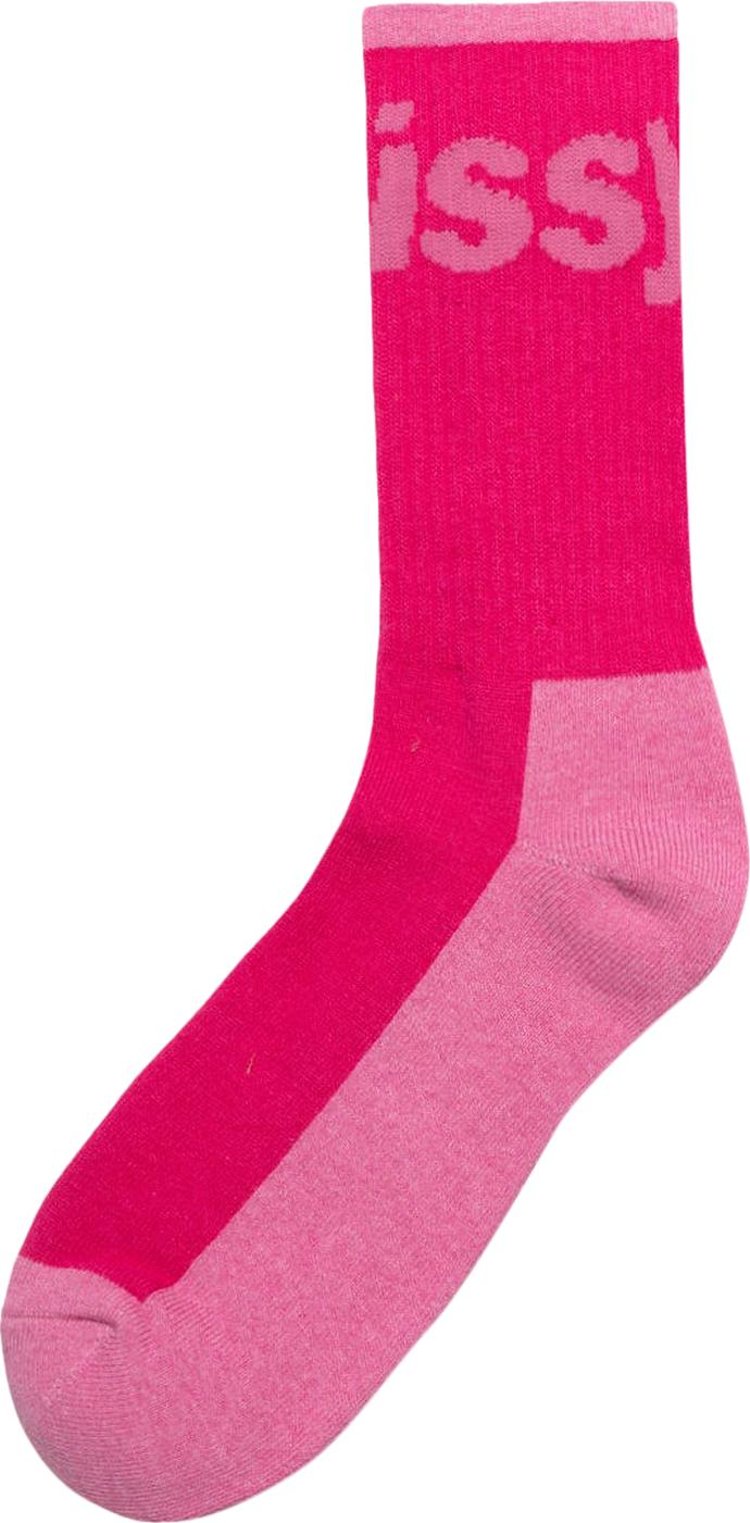 Stussy Logo Jacquard Trail Socks 'Pink'