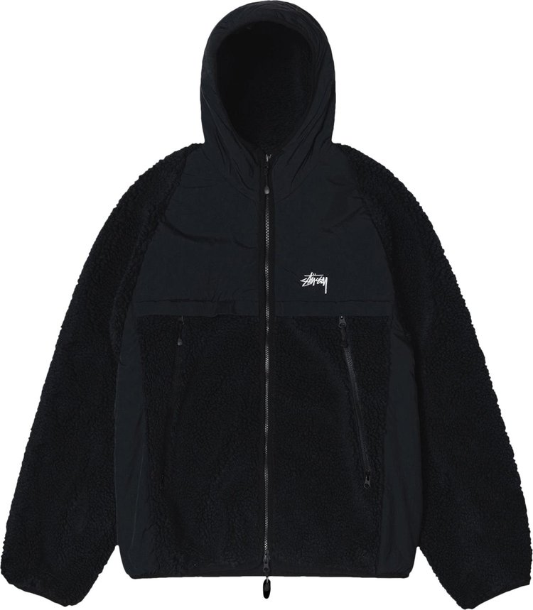 Buy Stussy Sherpa Paneled Hooded Jacket 'Black' - 118530 BLAC | GOAT