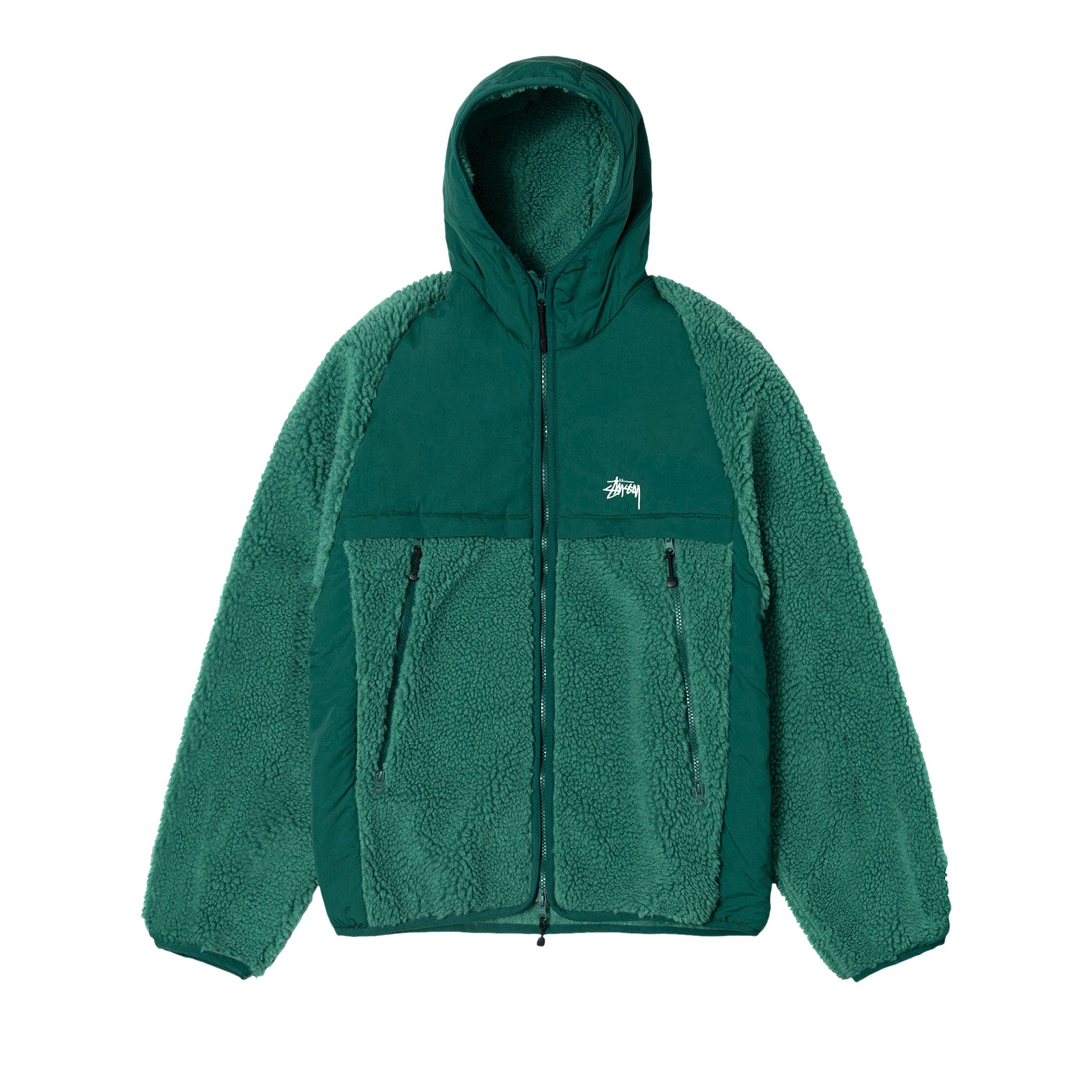 Buy Stussy Sherpa Paneled Hooded Jacket 'Teal' - 118530 TEAL | GOAT
