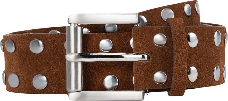Stussy 8 Ball Studded Belt 'Brown Suede'