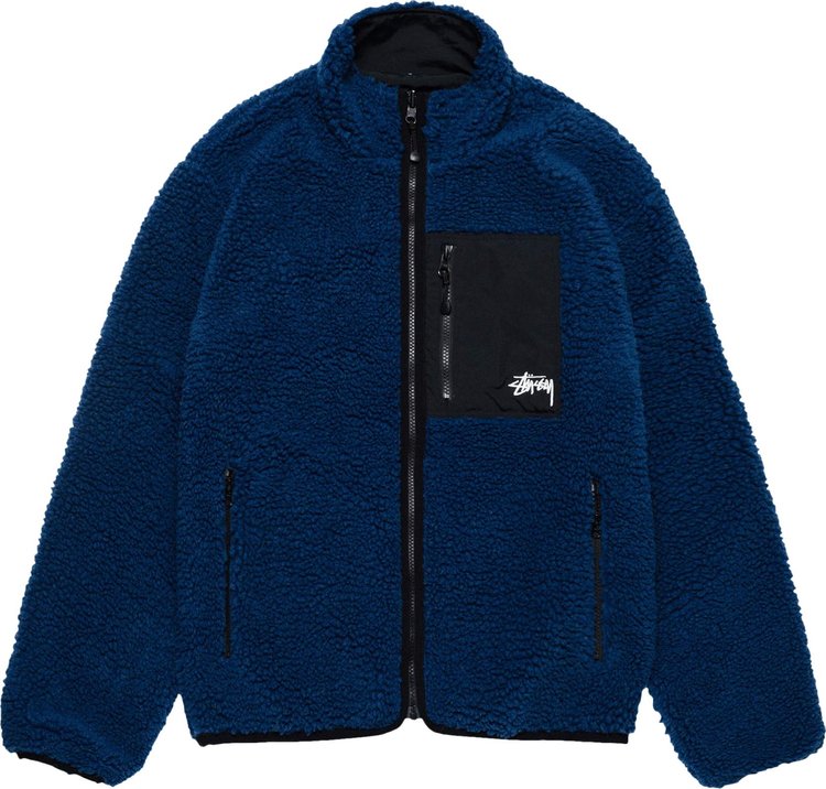 Buy Stussy Sherpa Reversible Jacket 'Weathered Blue' - 118529 WEAT | GOAT