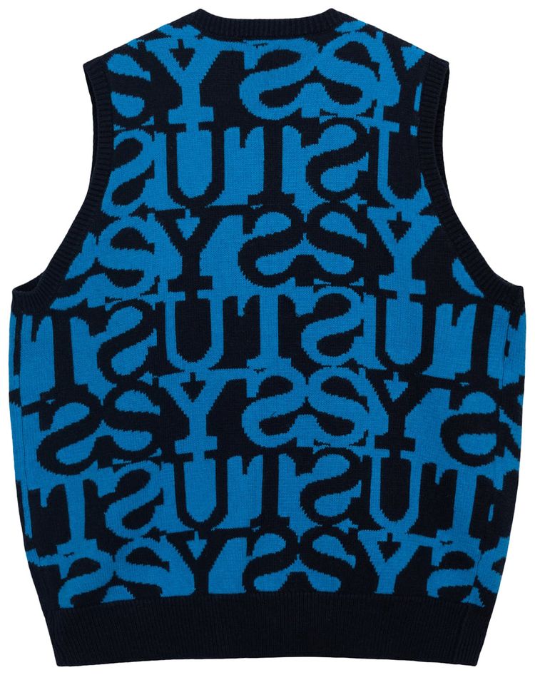 Stussy Stacked Sweater Vest Dark Navy