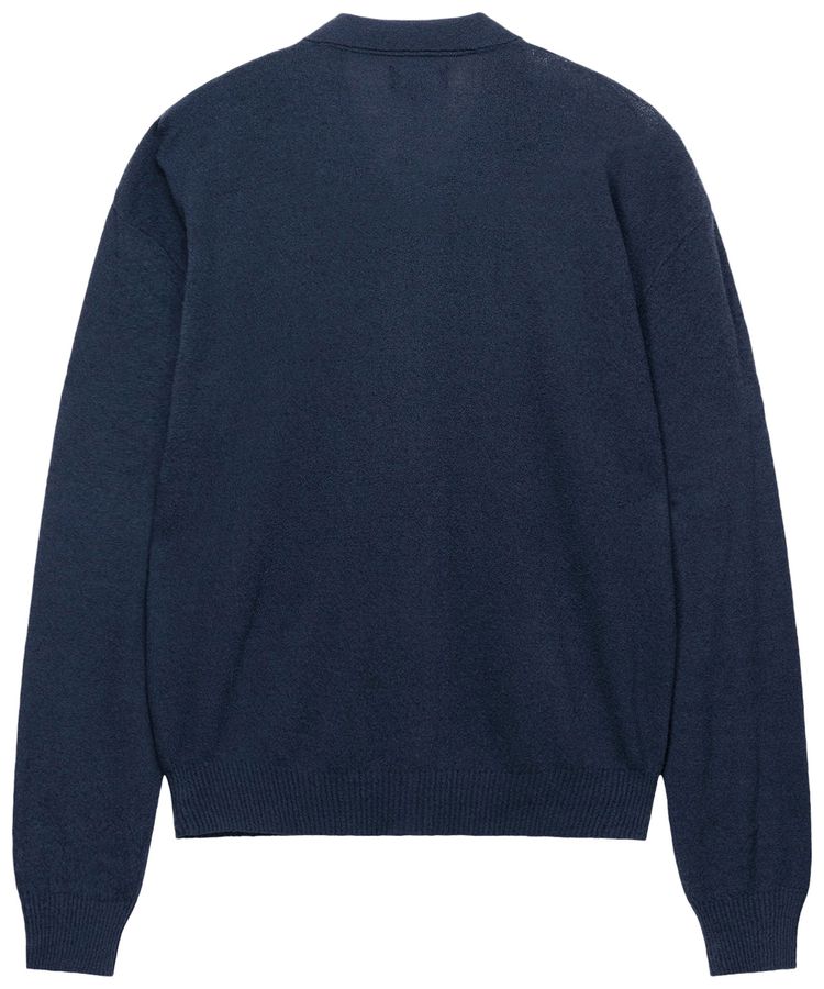 Stussy Light Weight Long Sleeve Zip Polo Navy