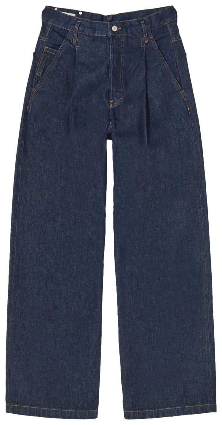 Dries Van Noten Pleated Raw Denim Jeans Indigo