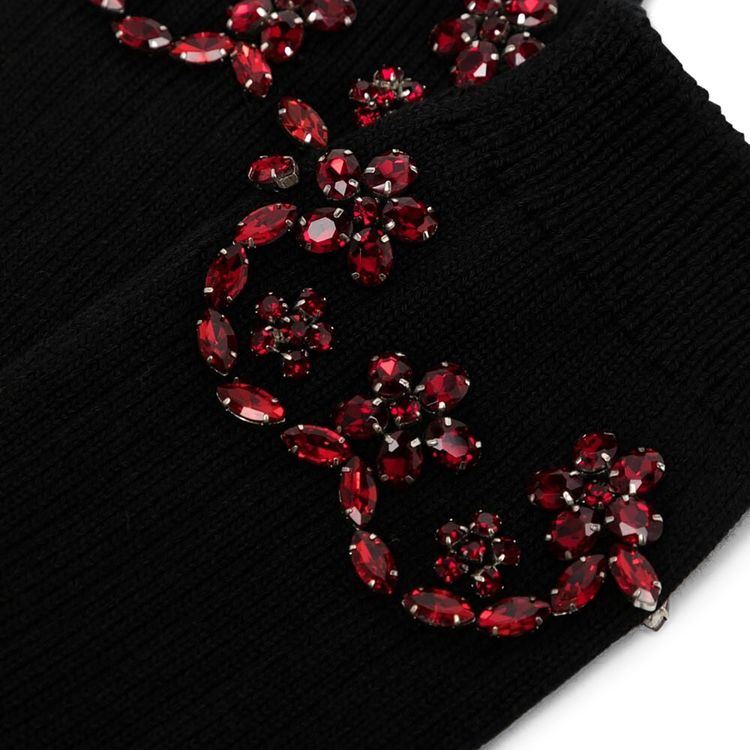 Simone Rocha Ankle Ribbed Socks With Scallop Embellishment BlackBlood Red