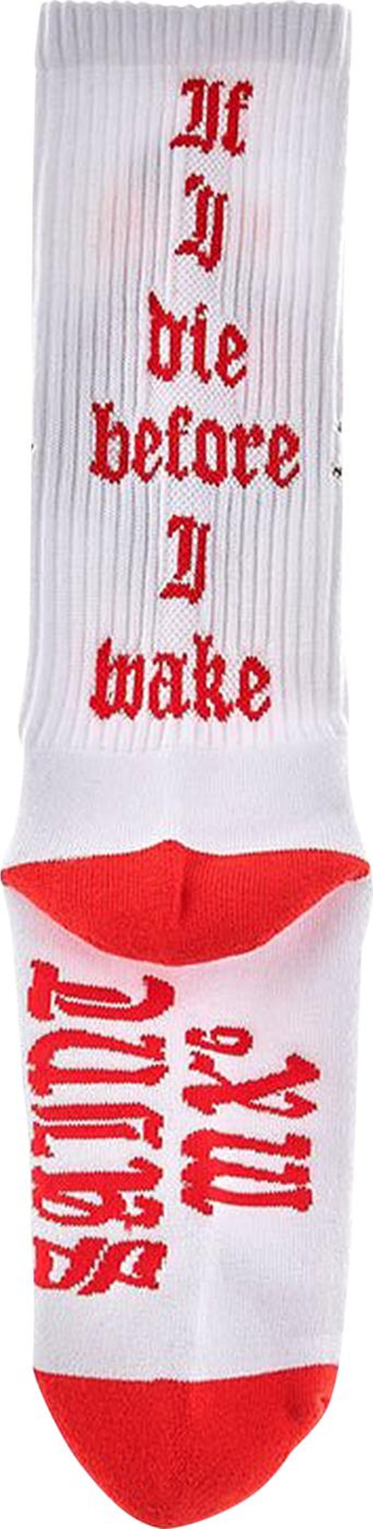 Saint Michael Heart Socks White